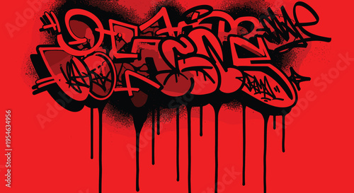 Graffiti Art on Red Background.