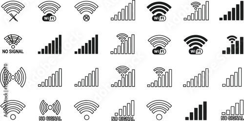 Wi-Fi Signal Strength Icons Set