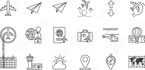 Outline Graphics for Aviation and Global Journeys
