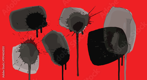 Abstract Art Black Paint Splatters.