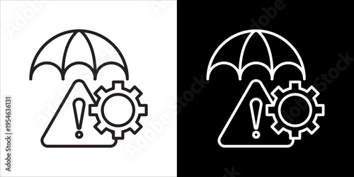 Risk Mitigation Icon Sheet Black And White