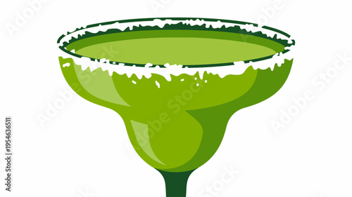 A vibrant green margarita cocktail with salt rim in a classic glass on white background perfect for drinks and beverages concepts