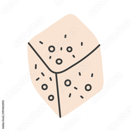 Sugar Cube Element. Simple refined icon in hand drawn flat style. Minimal food symbol with light aesthetic and modern visual balance. Vector illustration