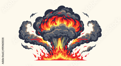 Explosion Burst Fire Cloud Smoke Blast Danger Impact Energy Boom
