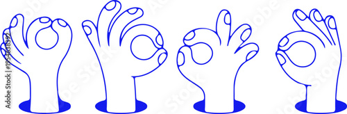 Vector hand drawn gesture, doodle sketchy illustration, hand showing ok sign, agreement, teamwork concept.