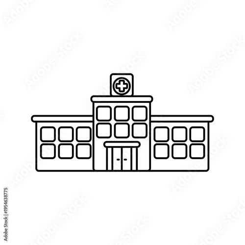 Hospital building vector icon. ambulance illustration symbol or logo. aid sign.