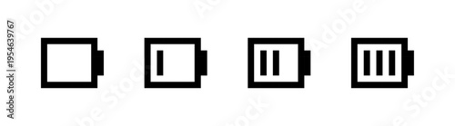 Retro Pixelated Battery Status Indicator Set, Vector illustration.