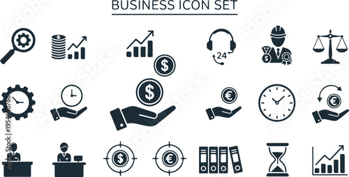Business icon set for finance and management concepts