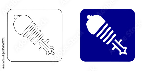  Shock absorber car suspension system icon with coil spring and damper for automotive industry maintenance and repair services navy blue minimalist vector illustration