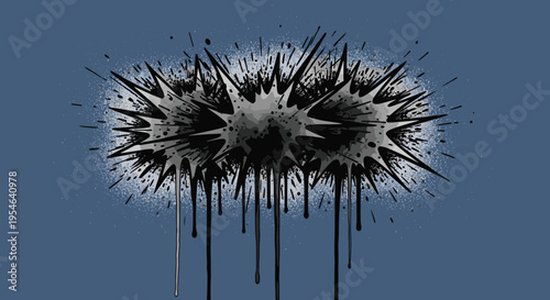 Black and white dandelion flower closeup.