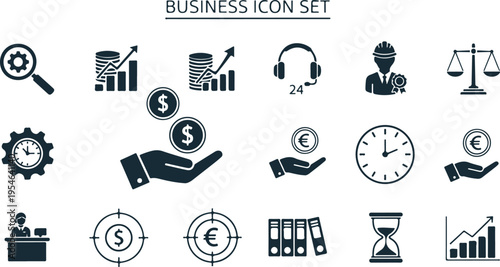 Business icon set for finance and management