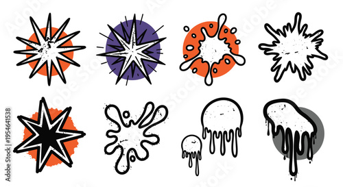 Colorful abstract paint splatter designs.