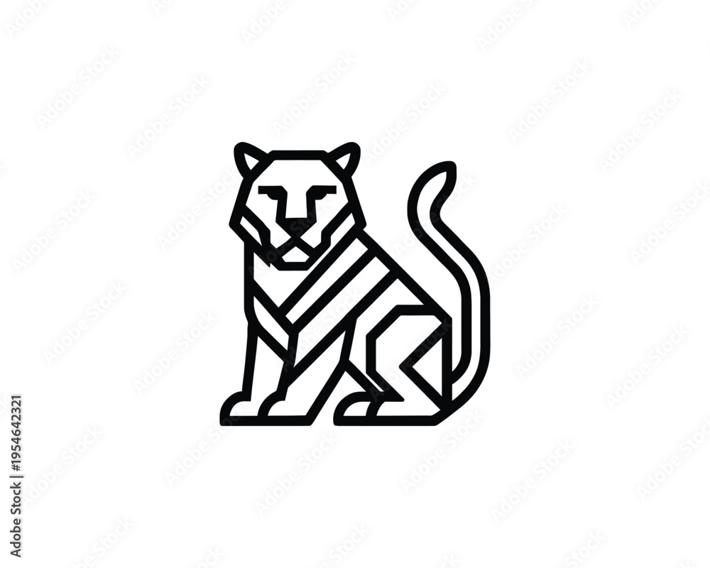 Fototapeta premium Geometric Tiger Animal Icon Modern Abstract Logo Design