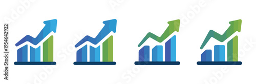 Chart icon set business and finance symbols vector illustration with gradient style for web and app design