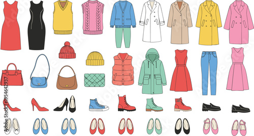 Fashion, clothing, accessories, dresses, coats, sweaters, pants, hats, handbags, shoes, boots, flats, heels, wardrobe, style, trendy, colorful, retail, design, outfit, collection