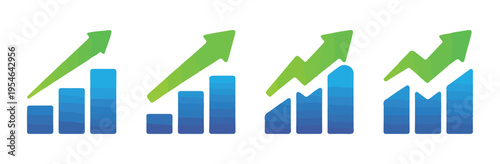 Chart icon set business and finance symbols vector illustration with gradient style for web and app design