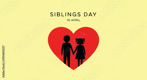 Sibling love and affection on sibling day with heart symbol