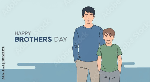Happy brothers day illustration of a man and a boy standing together
