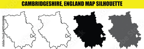 Cambridgeshire england map silhouette. high resolution images of cambridgeshire map vector. map of cambridgeshire with various styles