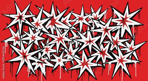 White star shapes with red centers.