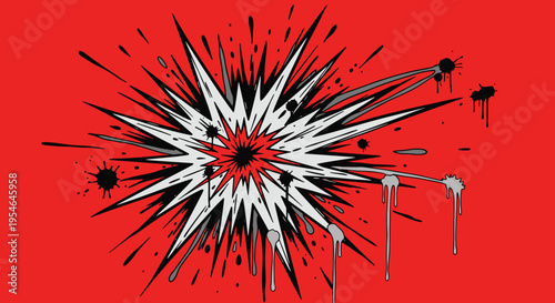 Explosion effect with red background.