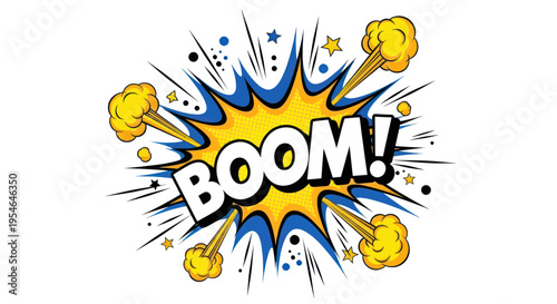 Boom! Comic Book Style Explosion, Action, Sound Effect, Pop Art
