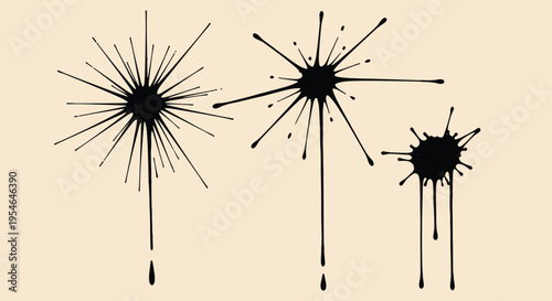 Black ink splatter art design elements.