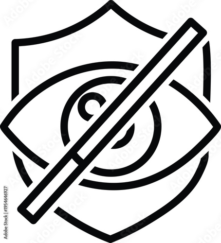 No surveillance icon with shield and eye symbol
