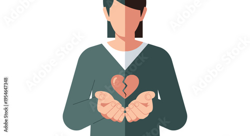 Person holding broken heart, symbolizing heartbreak, loss, and emotional pain