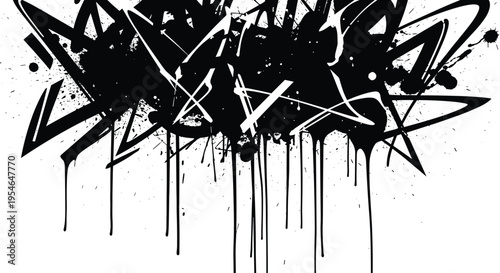 Black Graffiti Art on White Background.