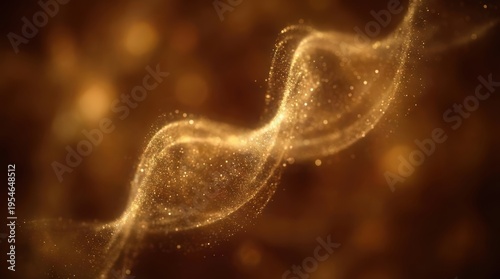Abstract Golden Wave of Light and Sparkles Creating Ethereal Background of Motion and Glow