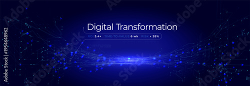 Abstract Digital Transformation AI Neuronal Connection Overflow Light Lines, Blue Neon Glowing Pathway. Innovate Neural Scientific Complex Researching. Neuro Science Research. Vector Illustration