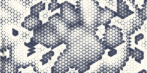 Triangle Shapes Vector Abstract Geometric Technology Background. Radial Composition Halftone Frame Triangular Retro Simple Pattern. Minimal Style Dynamic Tech Wallpaper