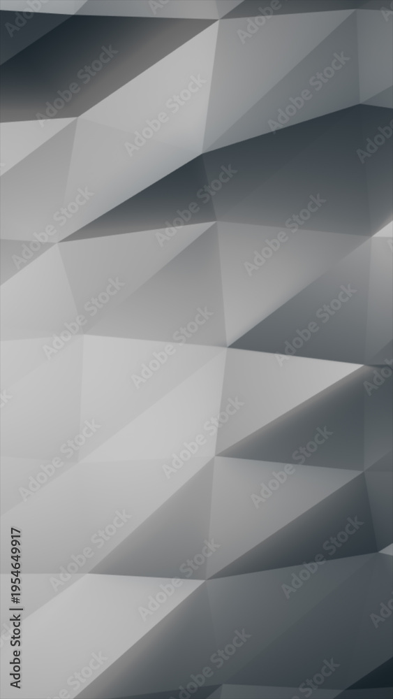 Fototapeta premium Minimal gray low poly geometric background with faceted triangles and soft shadows, modern abstract 3D surface