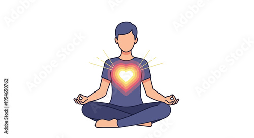 Person Meditating with Glowing Heart Chakra Energy