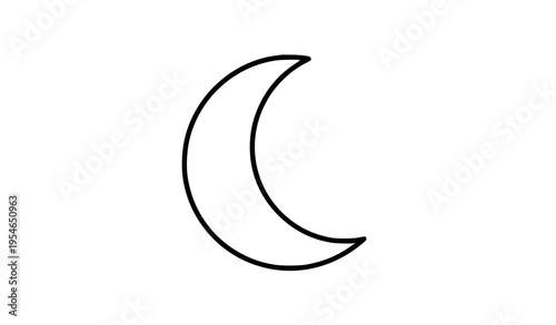 Moon icon night crescent outline vector illustration
