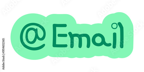 Email hand drawn line sticker illustration. Digital communication. At symbol. E-mail inbox. Digital planning clip art in doodle style. Colorful planner icon label. Bullet journal die cut element