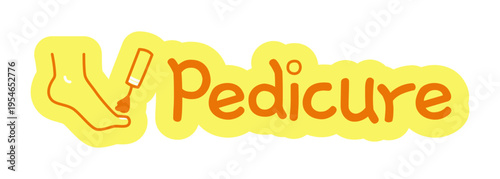 Pedicure hand drawn line sticker illustration. Self-care day. Beauty appointment. Spa routine. Digital planning clip art in doodle style. Colorful planner icon label. Bullet journal die cut element