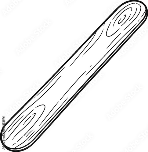 Wooden tongue depressor healthcare line art illustration vector