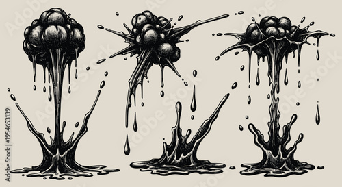 Ink Splat Art Liquid Drops Falling.