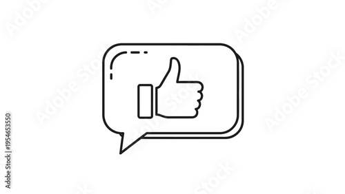 Thumbs up icon in speech bubble.