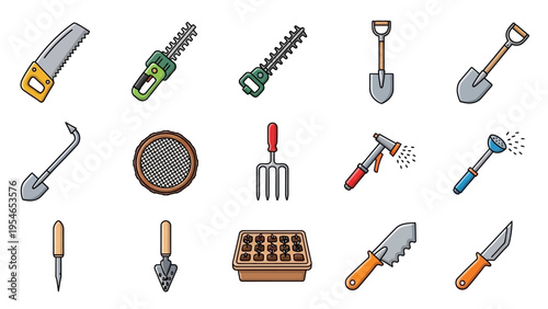 Gardening Tools Collection Illustration.