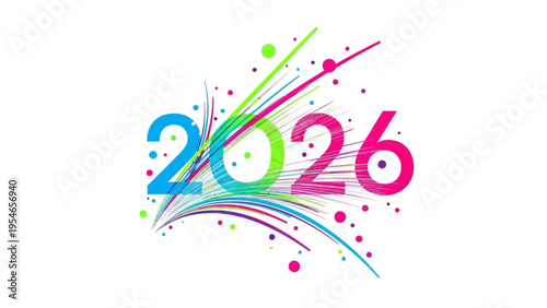 Colorful 2026 Typography Design Element.