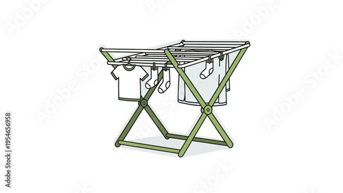 Collapsible Metal Drying Rack Illustration.
