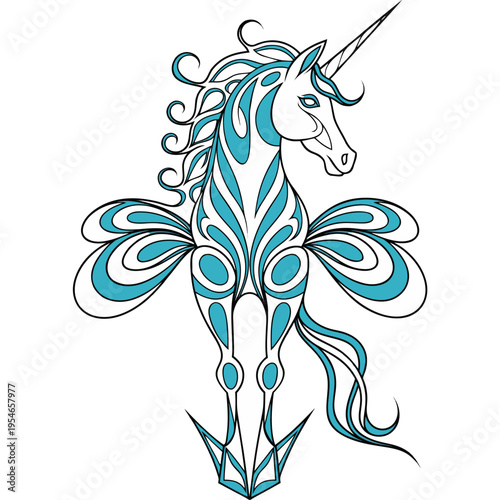 Biomechanical Unicorn Sacred Geometry SVG Cut File seamless vector layered color POD ready
