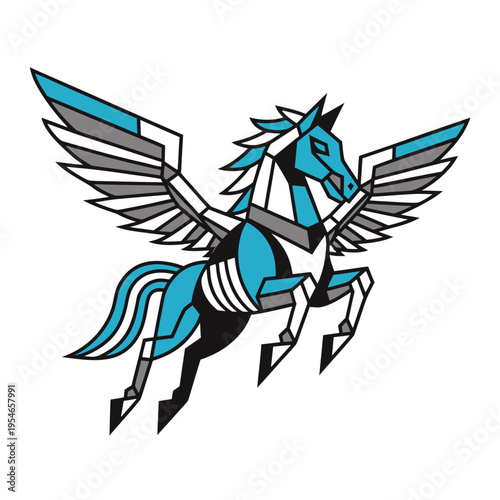 Layered Cybernetic Pegasus SVG Cut File transparent wing high-resolution POD apparel