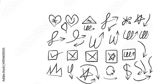 Hand drawn vector alphabet letters and symbols sketch font design collection