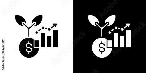 Growth Icon Sheet Black And White