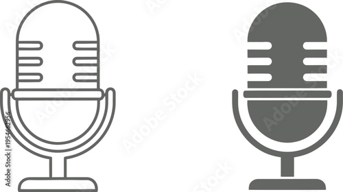 Retro studio microphone icons for podcasting broadcasting and professional audio recording