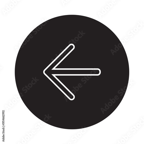 Vector of Icon Left Arrow For UI_Circle Line Icon